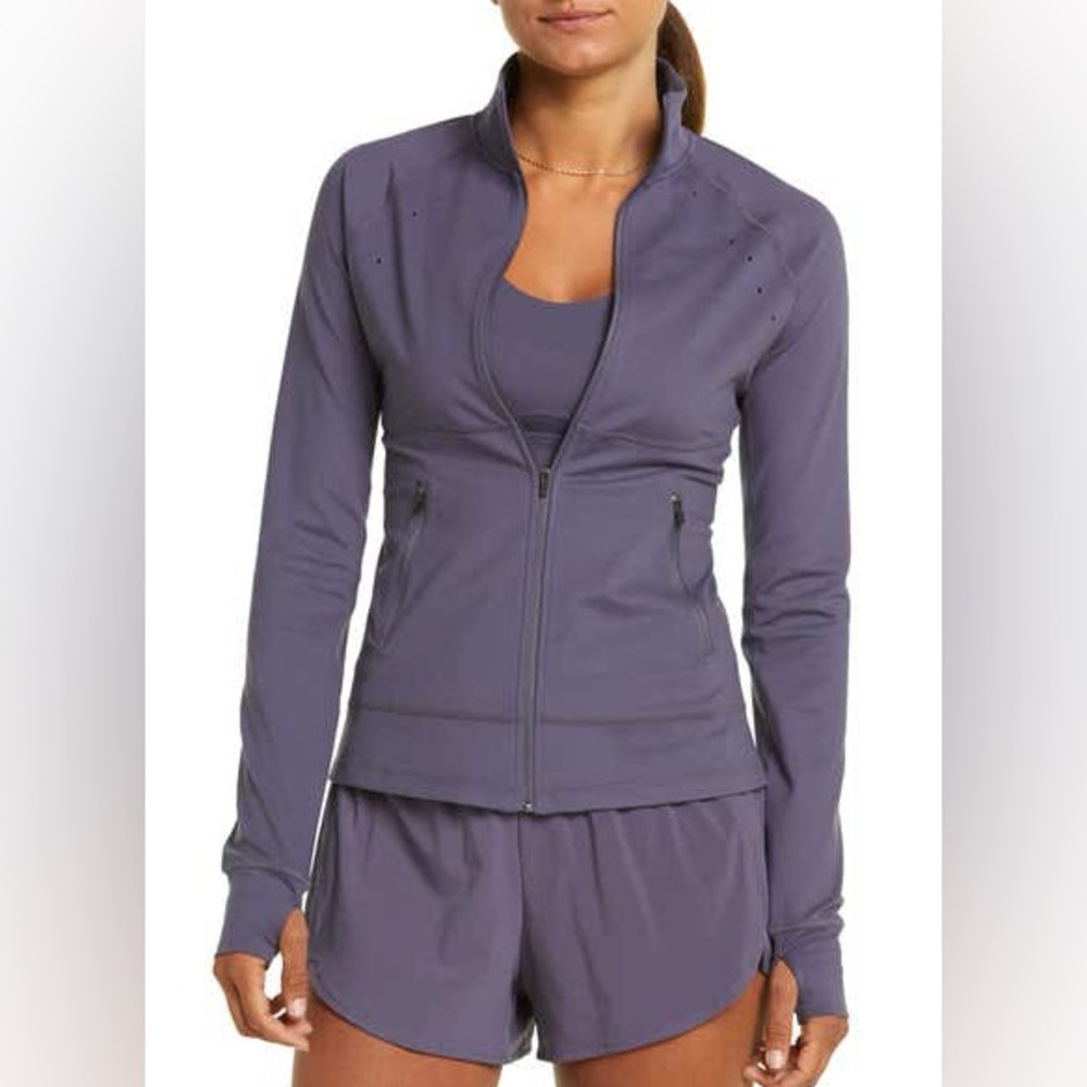 Zella Performance Jacket in Grey Stone Size L Large